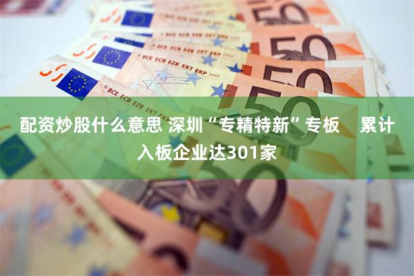 配资炒股什么意思 深圳“专精特新”专板    累计入板企业达301家